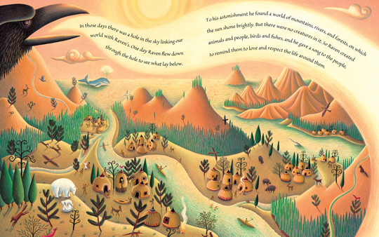a sample spread from the book “Song of the Raven”, by Amanda Hall