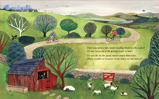 A sample spread from the book “Wonder: A Song of the Seasons”, written by Julia Key and illustrated by Helen Cann