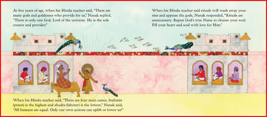 a page from the book “Guru Nanak: First of the Sikhs”
, written and illustrated by Demi